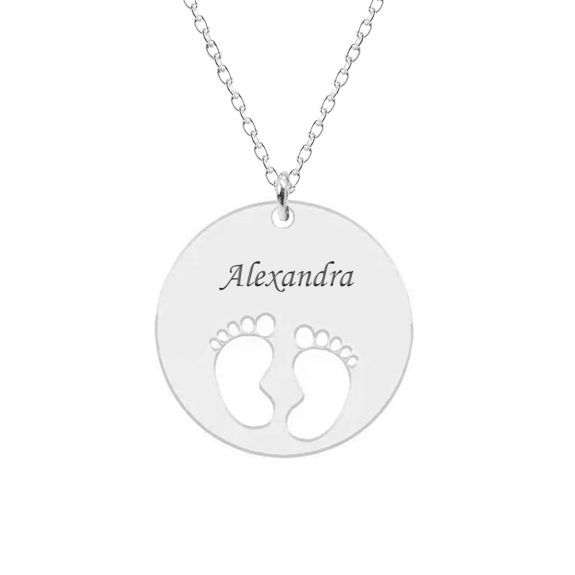 My kid - Colier personalizat banut cu nume si talpite din argint 925 My kid - Colier personalizat banut cu nume si talpite din argint 925