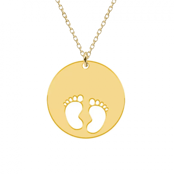 My kid - Colier personalizat banut cu nume si talpite din argint 925 placat cu aur galben 24K