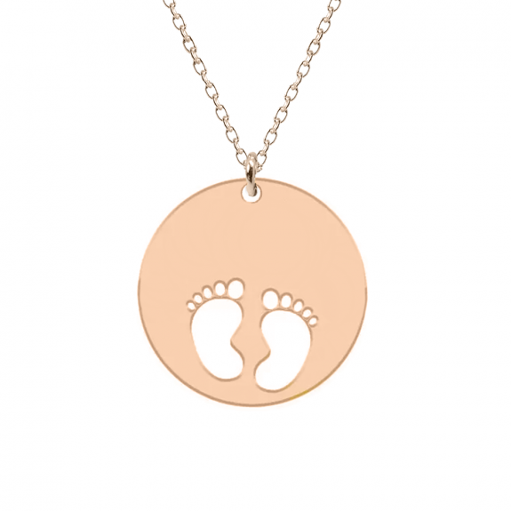 My kid - Colier personalizat banut cu nume si talpite din argint 925 placat cu aur roz