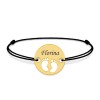 My Kid - Bratara personalizata snur cu talisman din argint 925 placat cu aur galben 24K cu nume si talpite My Kid - Bratara personalizata snur cu talisman din argint 925 placat cu aur galben 24K cu nume si talpite
