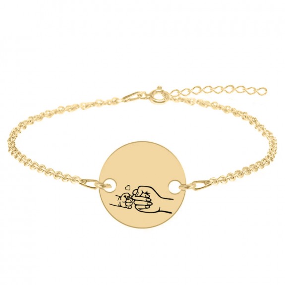 Nala - Bratara personalizata cu banut pentru mama din argint 925 placat cu aur galben 24 karate
