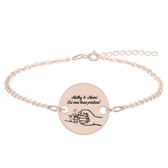 Nala - Bratara personalizata cu banut pentru mama din argint 925 placat cu aur roz Nala - Bratara personalizata cu banut pentru mama din argint 925 placat cu aur roz