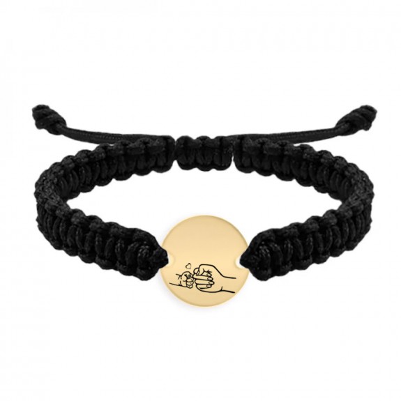 Nala - Bratara personalizata cu banut si snur impletit pentru mama din argint 925 placat cu aur galben 24 karate Nala - Bratara personalizata cu banut si snur impletit pentru mama din argint 925 placat cu aur galben 24 karate