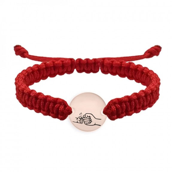 Nala - Bratara personalizata cu banut si snur impletit pentru mama din argint 925 placat cu aur roz Nala - Bratara personalizata cu banut si snur impletit pentru mama din argint 925 placat cu aur roz