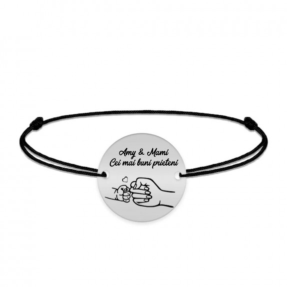 Nala - Bratara personalizata cu banut si snur pentru mama din argint 925 Nala - Bratara personalizata cu banut si snur pentru mama din argint 925