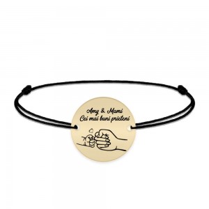  Nala - Bratara personalizata cu banut si snur pentru mama din Aur 14 karate - 12 mm