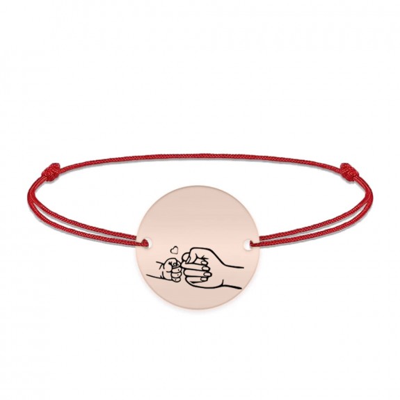 Nala - Bratara personalizata cu banut si snur pentru mama din argint 925 placat cu aur roz Nala - Bratara personalizata cu banut si snur pentru mama din argint 925 placat cu aur roz