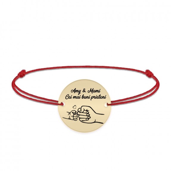 Nala - Bratara personalizata cu banut si snur pentru mama din Aur 14 karate - 12 mm Nala - Bratara personalizata cu banut si snur pentru mama din Aur 14 karate - 12 mm
