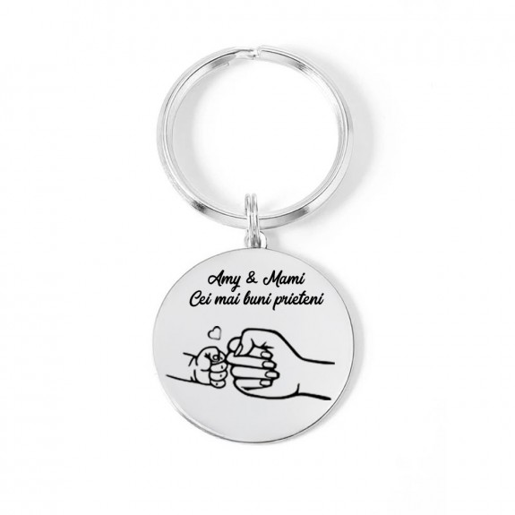 Nala - Breloc personalizat  pentru mama cu banut din argint 925 si inel din otel inoxidabil Nala - Breloc personalizat  pentru mama cu banut din argint 925 si inel din otel inoxidabil