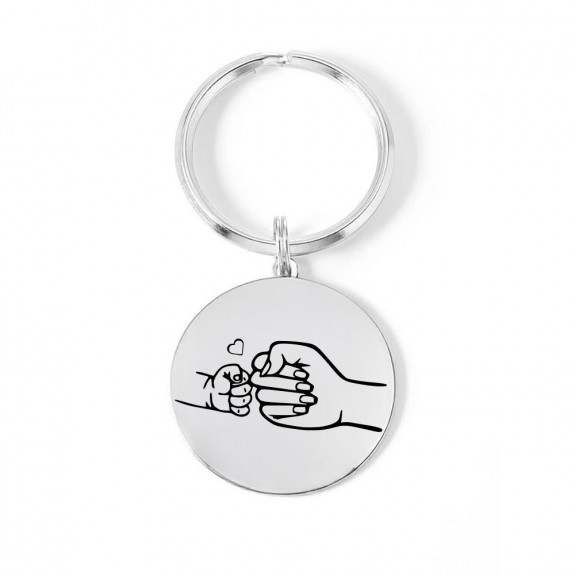 Nala - Breloc personalizat  pentru mama cu banut din argint 925 si inel din otel inoxidabil Nala - Breloc personalizat  pentru mama cu banut din argint 925 si inel din otel inoxidabil