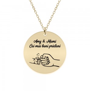 Nala - Colier personalizat pentru mama cu banut din aur 14 karate - 16mm