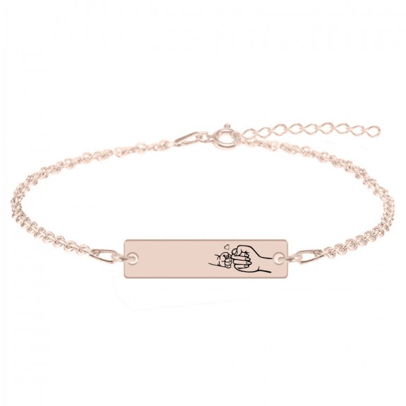 Nala - Bratara personalizata cu tablita pentru mama din argint 925 placat cu aur roz Nala - Bratara personalizata cu tablita pentru mama din argint 925 placat cu aur roz