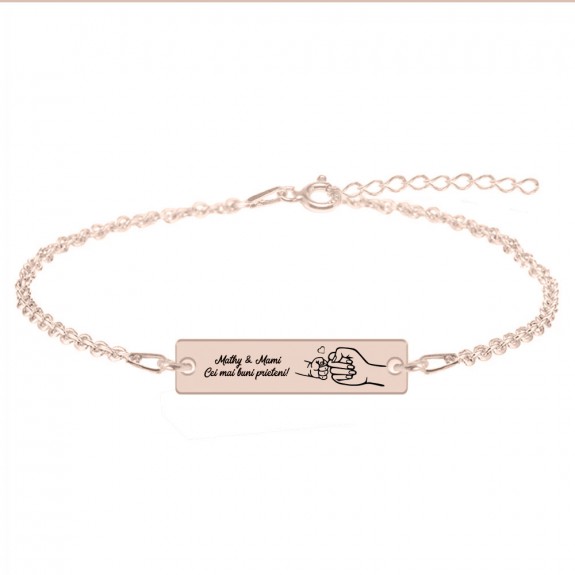Nala - Bratara personalizata cu tablita pentru mama din argint 925 placat cu aur roz Nala - Bratara personalizata cu tablita pentru mama din argint 925 placat cu aur roz