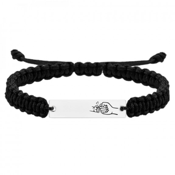 Nala - Bratara personalizata cu tablita si snur impletit pentru mama din argint 925