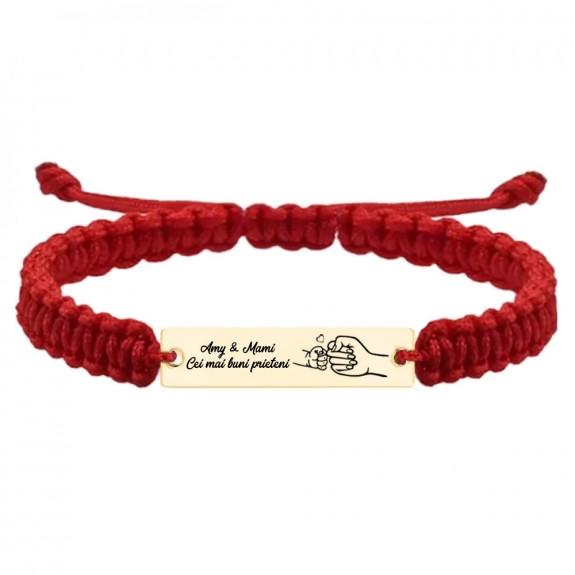 Nala - Bratara personalizata cu tablita si snur impletit pentru mama din argint 925 placat cu aur galben 24 karate Nala - Bratara personalizata cu tablita si snur impletit pentru mama din argint 925 placat cu aur galben 24 karate