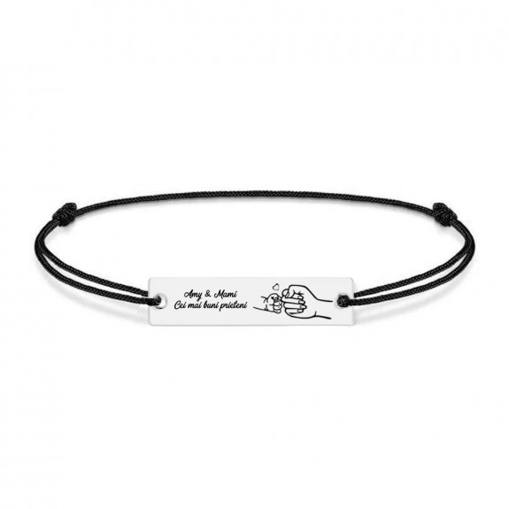 Nala - Bratara personalizata cu tablita si snur pentru mama din argint 925 Nala - Bratara personalizata cu tablita si snur pentru mama din argint 925