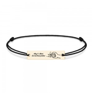  Nala - Bratara personalizata cu tablita si snur pentru mama din Aur 14 karate - 30mm x 7mm