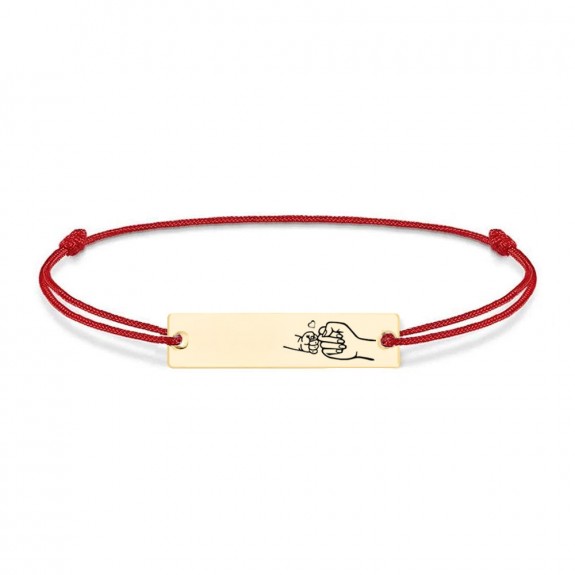 Nala - Bratara personalizata cu tablita si snur pentru mama din argint 925 placat cu aur galben 24 karate