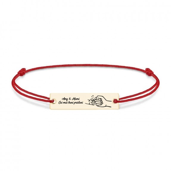 Nala - Bratara personalizata cu tablita si snur pentru mama din Aur 14 karate - 30mm x 7mm