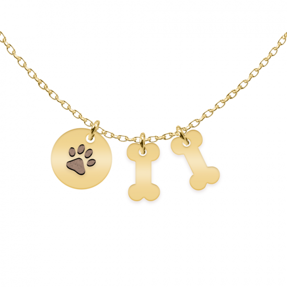 Nero - Colier personalizat banut si os cu nume din argint 925 placat cu aur galben 24K