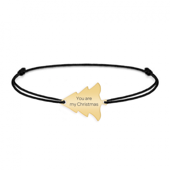 Noel - Bratara bradut argint 925 placat cu aur galben 24K personalizata cu mesaj - snur