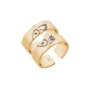 Nola - Set inele personalizate cu litera reglabile din argint 925 placat cu aur galben 24K Nola - Set inele personalizate cu litera reglabile din argint 925 placat cu aur galben 24K