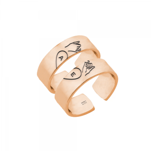 Nola - Set inele personalizate cu litera reglabile din argint 925 placat cu aur roz Nola - Set inele personalizate cu litera reglabile din argint 925 placat cu aur roz