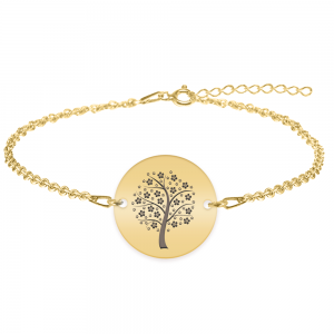 Nome - Bratara personalizata banut cu copac din argint 925 placat cu aur galben 24K