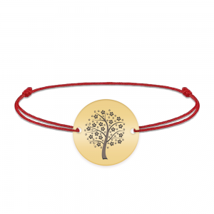Nome - Bratara personalizata snur banut cu copac din argint 925 placat cu aur galben 24K