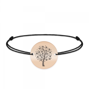 Nome - Bratara personalizata snur banut cu copac din argint 925 placat cu aur roz