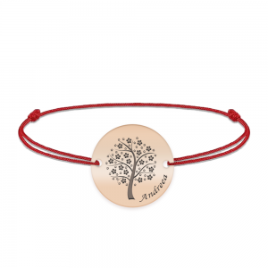 Nome - Bratara personalizata snur banut cu copac din argint 925 placat cu aur roz