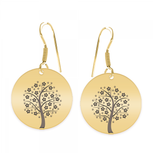 Nome - Cercei personalizati copac banut cu tortita deschisa din argint 925 placat cu aur galben 24K Nome - Cercei personalizati copac banut cu tortita deschisa din argint 925 placat cu aur galben 24K