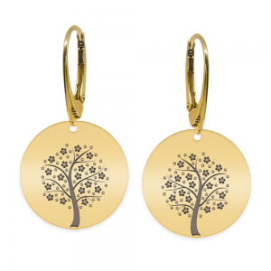 Nome - Cercei personalizati copac banut cu leverback din argint 925 placat cu aur galben 24K Nome - Cercei personalizati copac banut cu leverback din argint 925 placat cu aur galben 24K