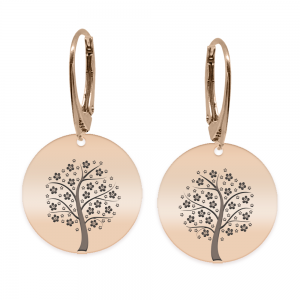 Nome - Cercei personalizati copac banut cu leverback din argint 925 placat cu aur roz