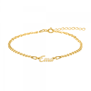 Name - Bratara cu nume personalizata pentru picior din argint 925 placat cu aur galben 24K
