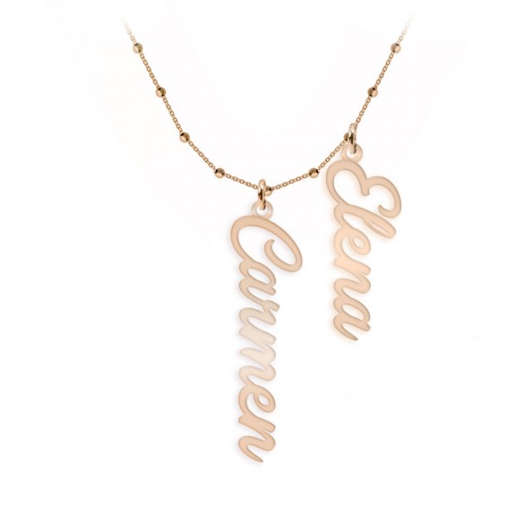 Olelo - Colier bile argint 925 placat cu aur roz personalizat cu nume