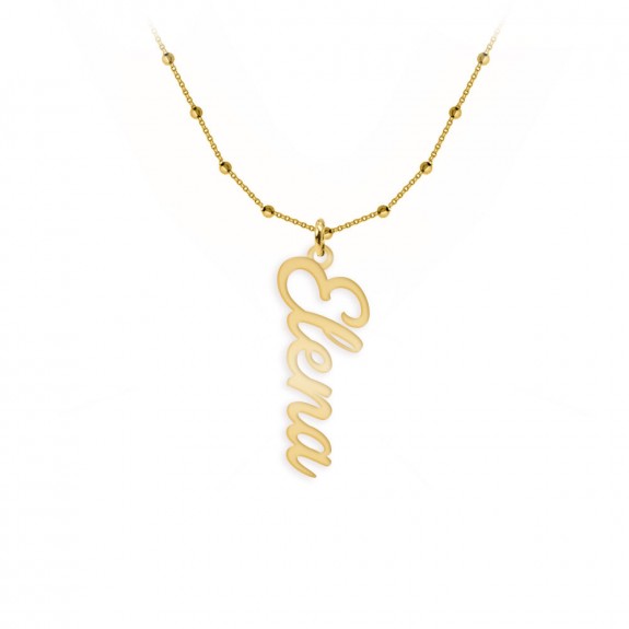 Olelo - Colier bile argint 925 placat cu aur galben 24K personalizat cu nume