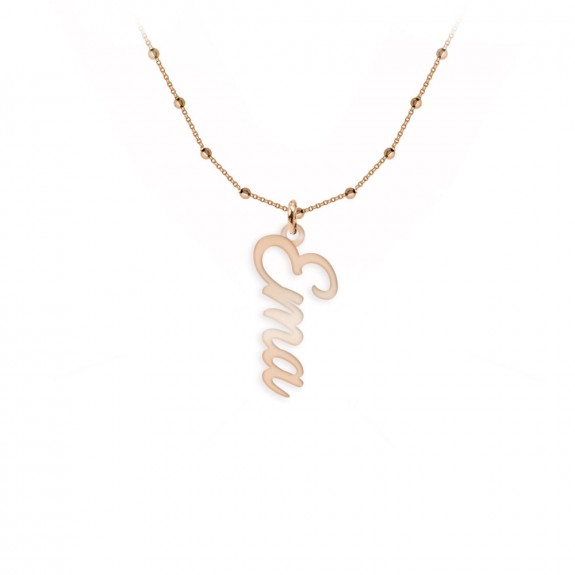 Olelo - Colier bile argint 925 placat cu aur roz personalizat cu nume