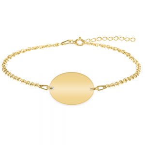 Ovalia - Bratara personalizata cu nume din argint 925 placat cu aur galben 24K