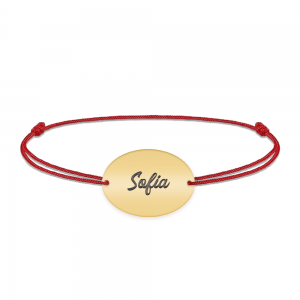 Ovalia - Bratara personalizata snur cu nume din argint 925 placat cu aur galben 24K