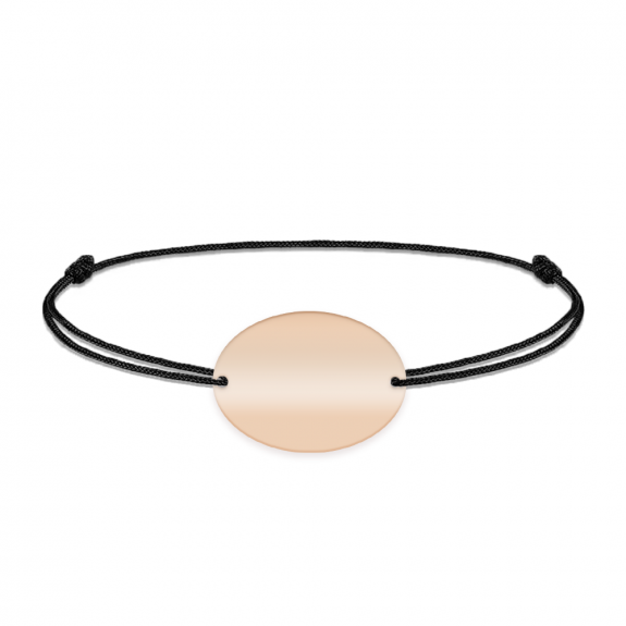 Ovalia - Bratara personalizata snur cu nume din argint 925 placat cu aur roz