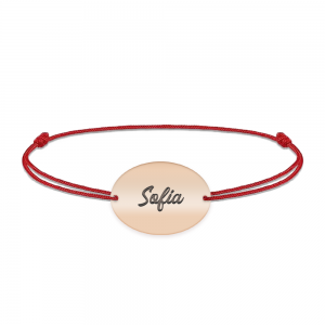Ovalia - Bratara personalizata snur cu nume din argint 925 placat cu aur roz