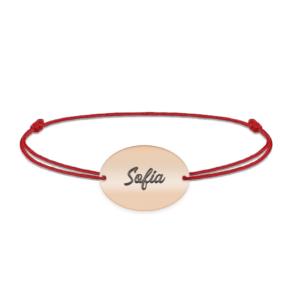 Ovalia - Bratara personalizata snur cu nume din argint 925 placat cu aur roz