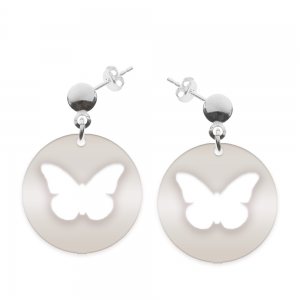 Papilio - Cercei personalizati din argint 925 cu tija si banut cu fluturas decupat