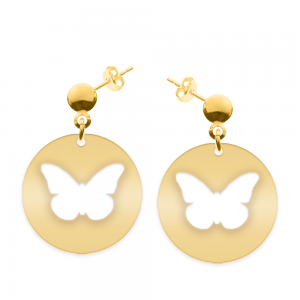 Papilio - Cercei personalizati din argint 925 placat cu aur galben 24K cu tija si banut cu fluturas decupat Papilio - Cercei personalizati din argint 925 placat cu aur galben 24K cu tija si banut cu fluturas decupat