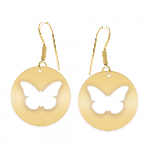 Papilio - Cercei personalizati banut cu fluturas decupat din argint 925 placat cu aur galben 24K Papilio - Cercei personalizati banut cu fluturas decupat din argint 925 placat cu aur galben 24K