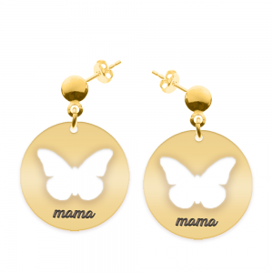 Papilio - Cercei personalizati din argint 925 placat cu aur galben 24K cu tija si banut cu fluturas decupat Papilio - Cercei personalizati din argint 925 placat cu aur galben 24K cu tija si banut cu fluturas decupat