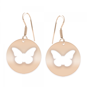 Papilio - Cercei personalizati banut cu fluturas decupat din argint 925 placat cu aur roz Papilio - Cercei personalizati banut cu fluturas decupat din argint 925 placat cu aur roz