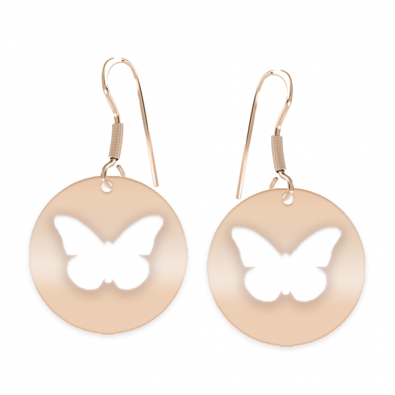 Papilio - Cercei personalizati banut cu fluturas decupat din argint 925 placat cu aur roz Papilio - Cercei personalizati banut cu fluturas decupat din argint 925 placat cu aur roz
