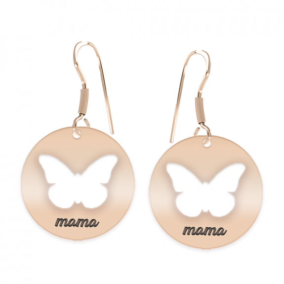 Papilio - Cercei personalizati banut cu fluturas decupat din argint 925 placat cu aur roz Papilio - Cercei personalizati banut cu fluturas decupat din argint 925 placat cu aur roz